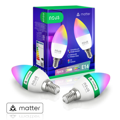 Nous E14 Smart Bulb RGB Wifi Matter 2-pack