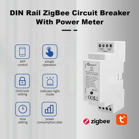 Gledopto Zigbee 16A DIN-Rail schakelaar met stroommeting