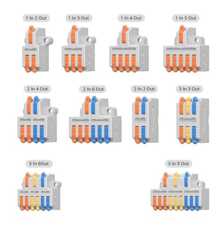 Sonoff Quick Wire Splicing Connector Splitter kit (10 types, 54 stuks)