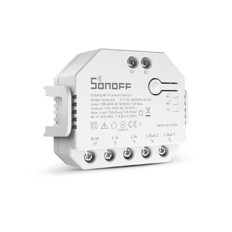 Sonoff Dual (R3) 2-voudig WiFi smart relais met stroommeting en rolluikmodus